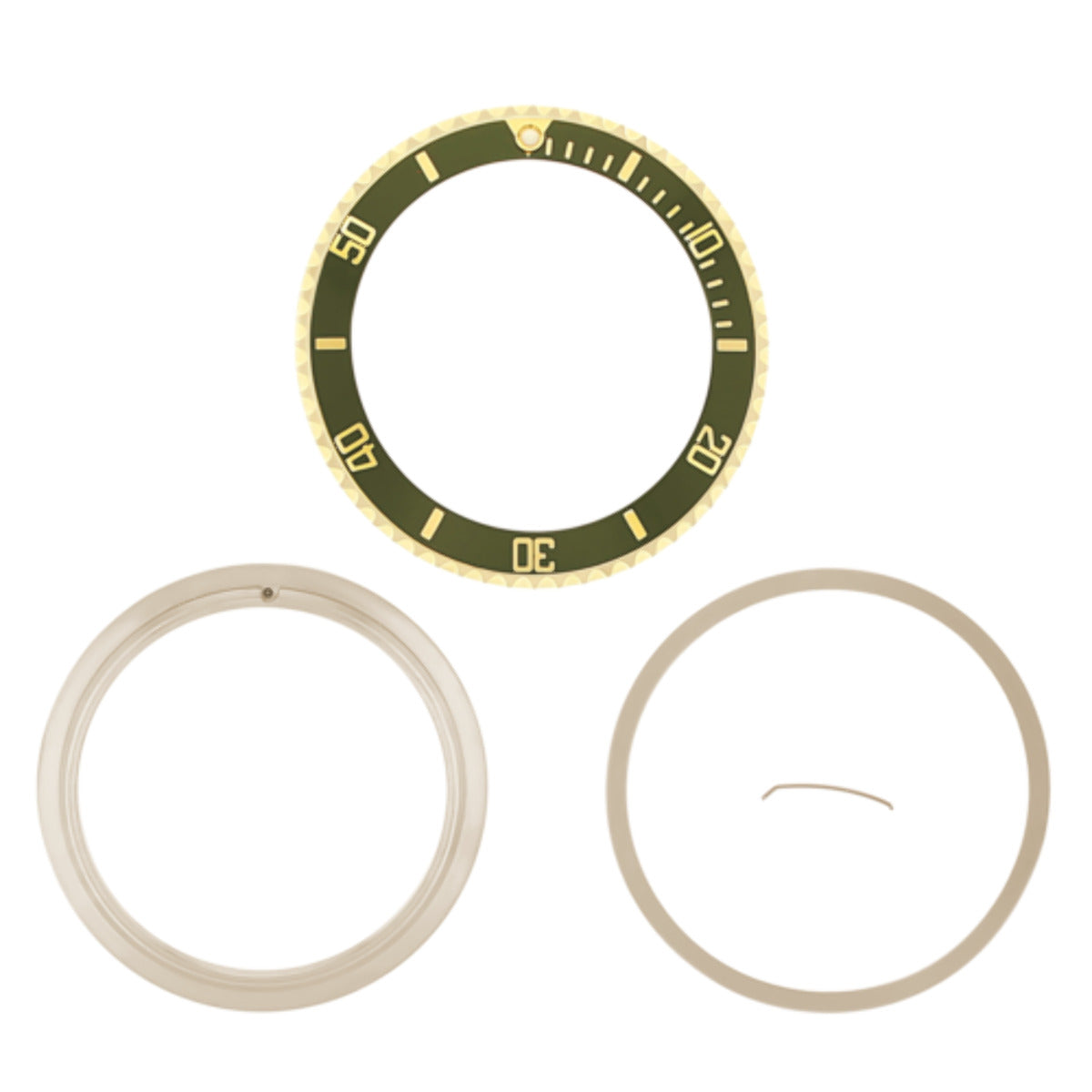 BEZEL + RETAINING + INSERT FOR ROLEX SUBMARINER 18K REAL GOLD 16800 16610 GREEN