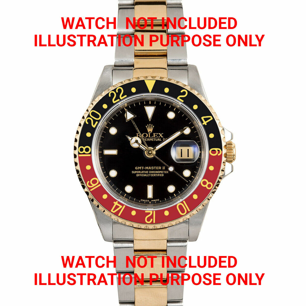 BEZEL + RETAINING +INSERT FOR ROLEX GMT 18K REAL GOLD 16700 16710 BLACK/RED COKE