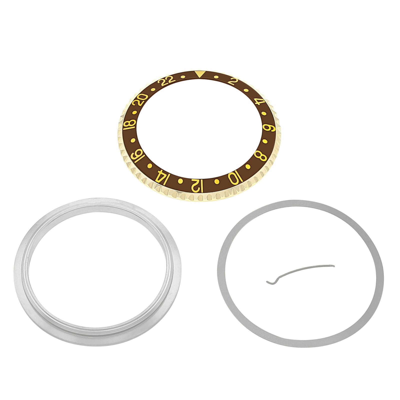 BEZEL + RETAINING + INSERT FOR ROLEX GMT 18K REAL GOLD 16700 16710 BROWN