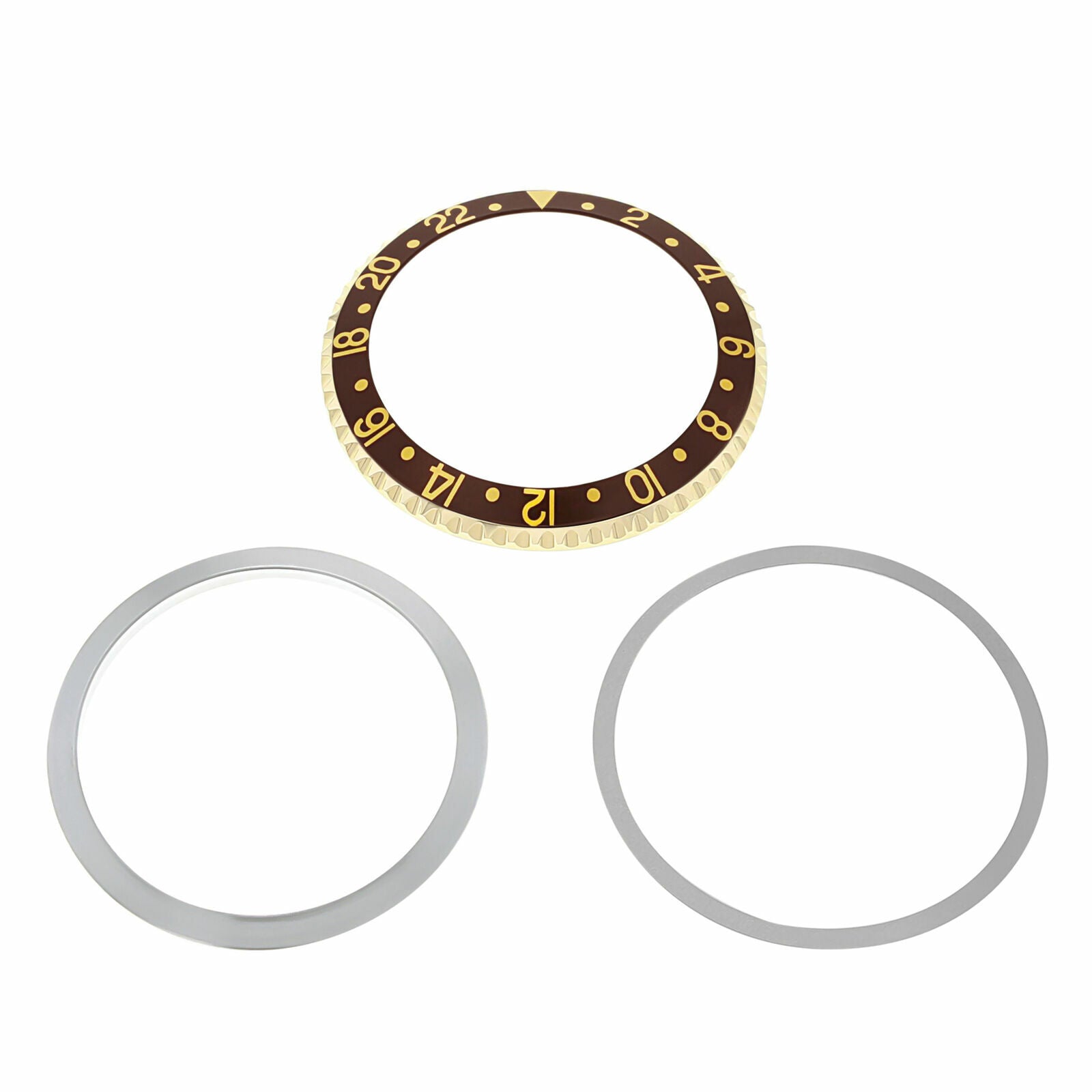 BEZEL + RETAINING  INSERT FOR ROLEX GMT 18KY REAL GOLD 1675, 16750, 16753  BROWN