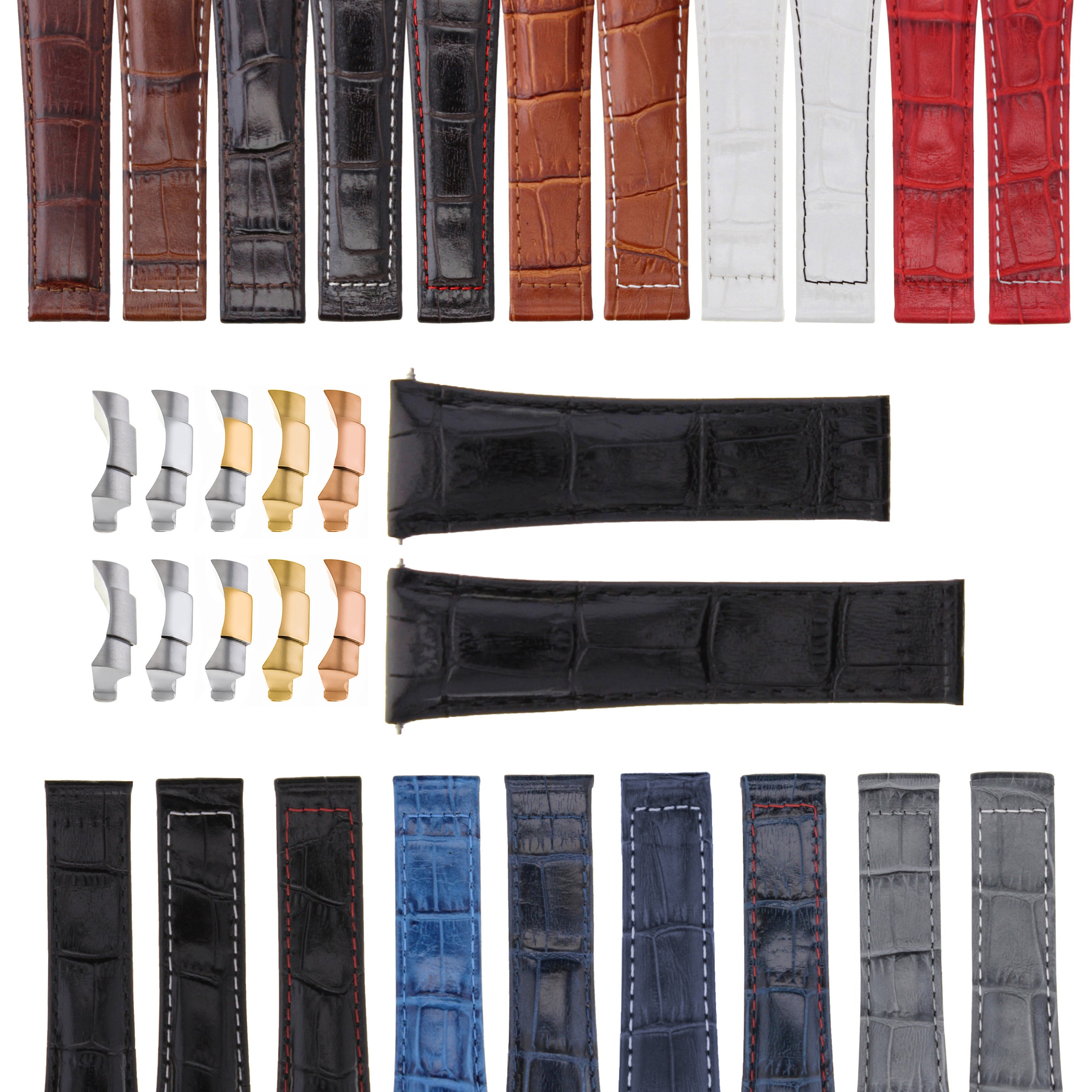 20MM REPLACEMENT LEATHER WATCH BAND STRAP WITH ENDPIECES FOR ROLEX DAYTONA 40MM