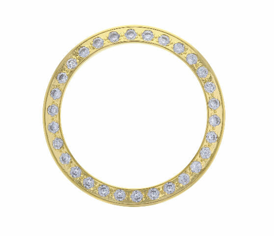 GOLD GP CREATED DIAMOND BEZEL FOR LADY 26MM ROLEX DATEJUST, PRESIDENT WATCH