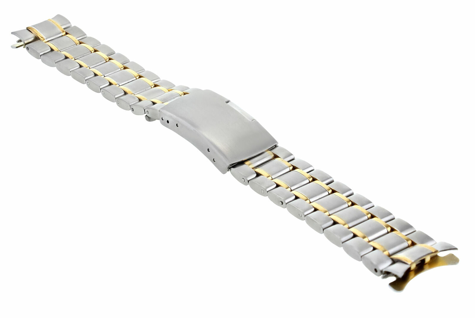 WATCH BAND SOLID LINK FOR CASIO MDV106G BLACK RESIN 200 METER 22MM TWO TONE