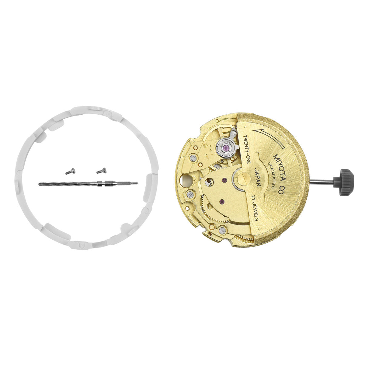 MIYOTA 8215 JAPAN AUTOMATIC MOVEMENT 21 JEWELS DATE @3 GOLD + EXTRA PARTS