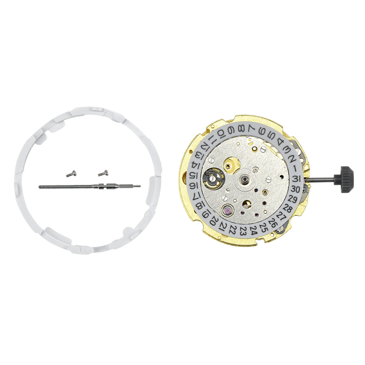 MIYOTA 8215 JAPAN AUTOMATIC MOVEMENT 21 JEWELS DATE @3 GOLD + EXTRA PARTS