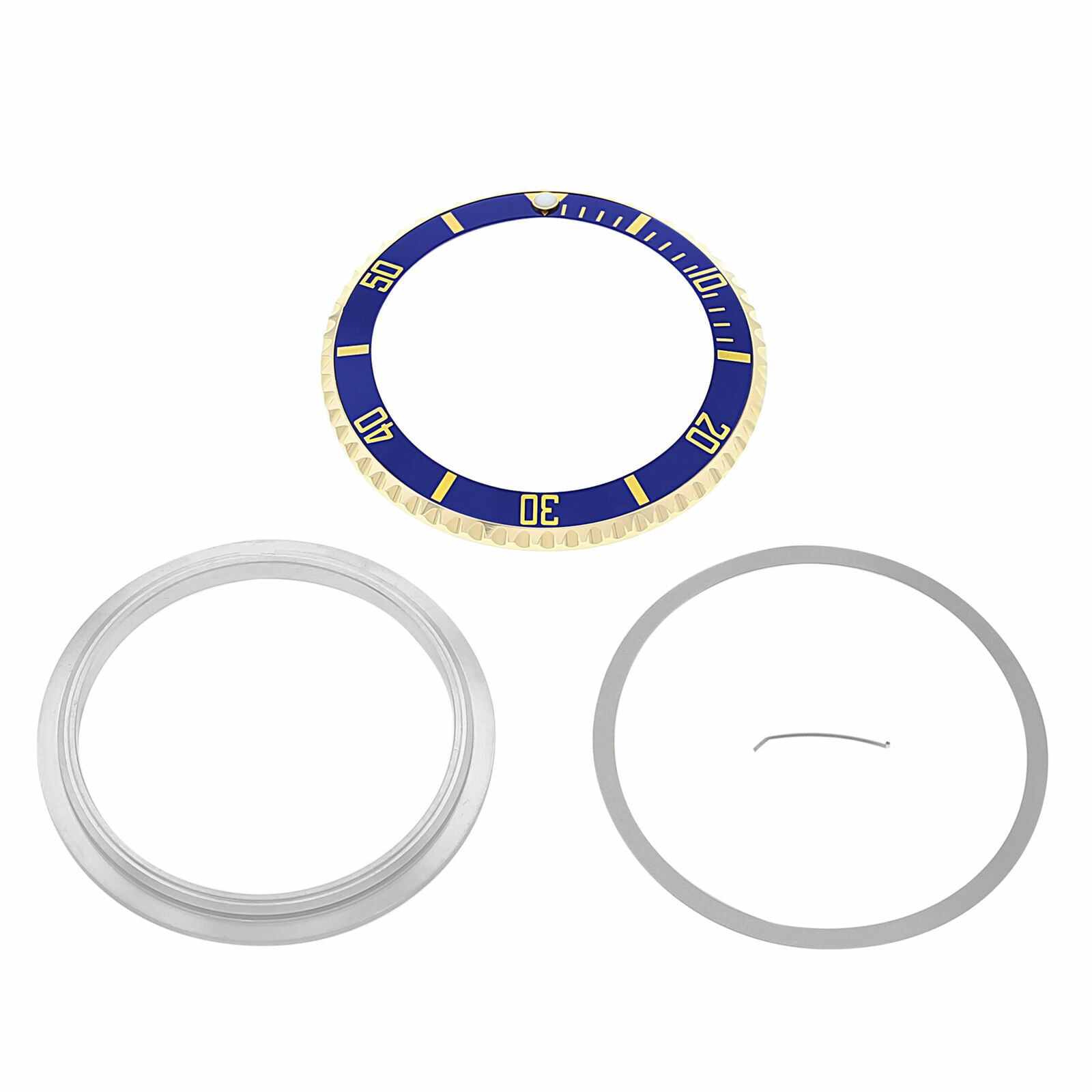 BEZEL & INSERT & RETAINING FOR ROLEX SUBMARINER 18K REAL GOLD 16800 16613 BLUE