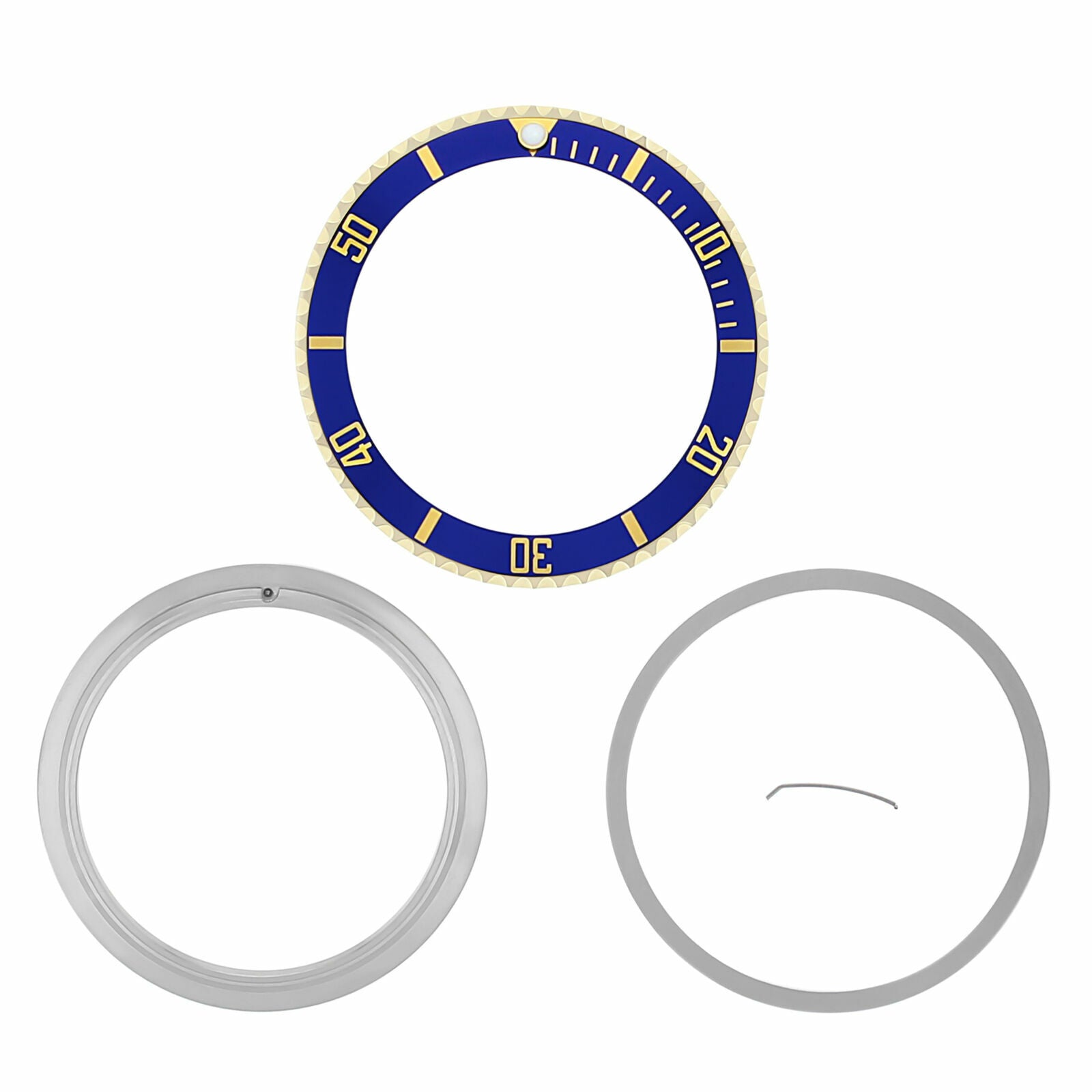 BEZEL & INSERT & RETAINING FOR ROLEX SUBMARINER 18K REAL GOLD 16800 16613 BLUE