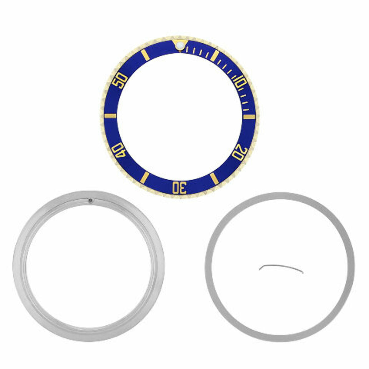 BEZEL & INSERT & RETAINING FOR ROLEX SUBMARINER SERTI 16613 16803 BLUE GOLD GP