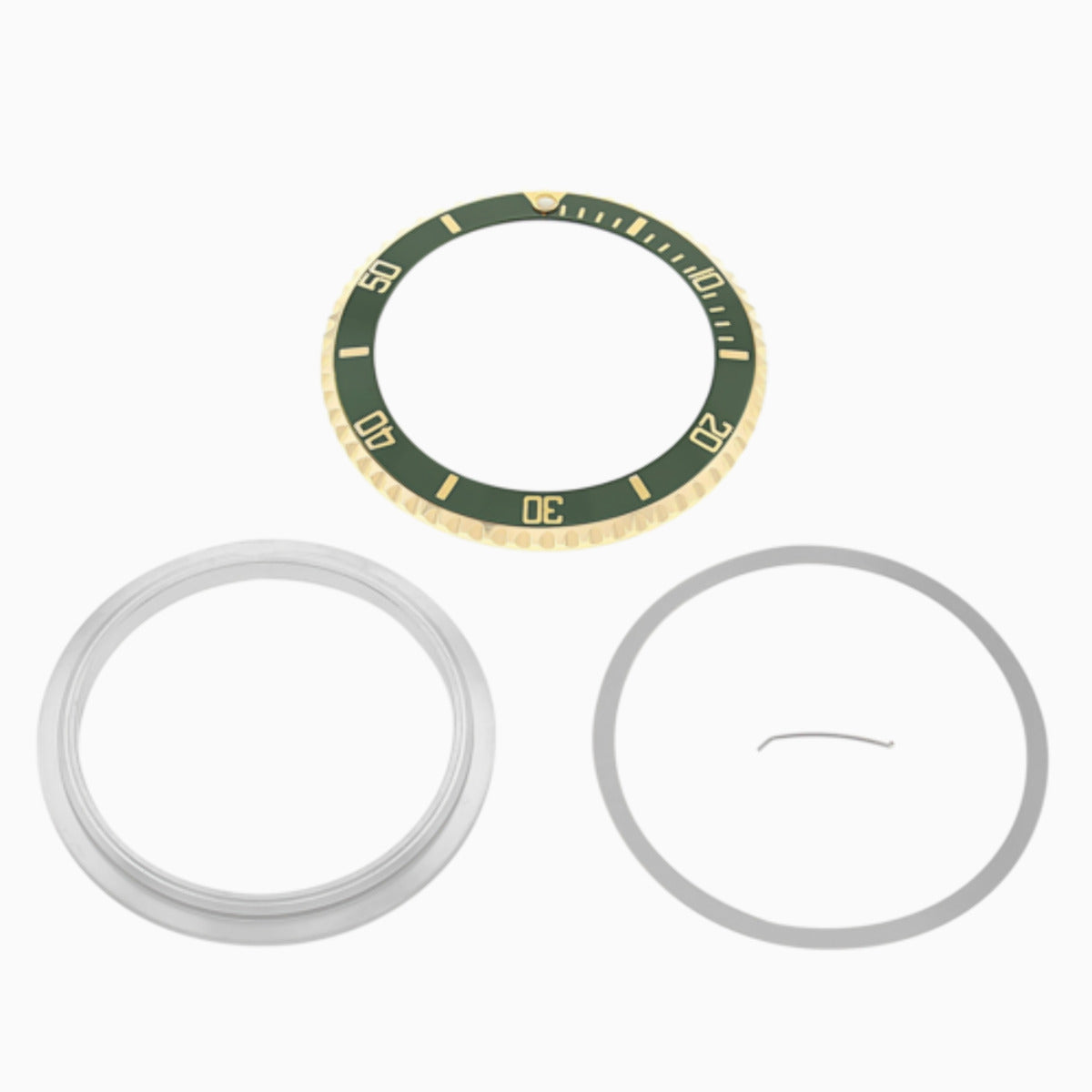 BEZEL & INSERT+ RETAINING FOR ROLEX SUBMARINER 18K GOLD 16810 16808 16613 GREEN