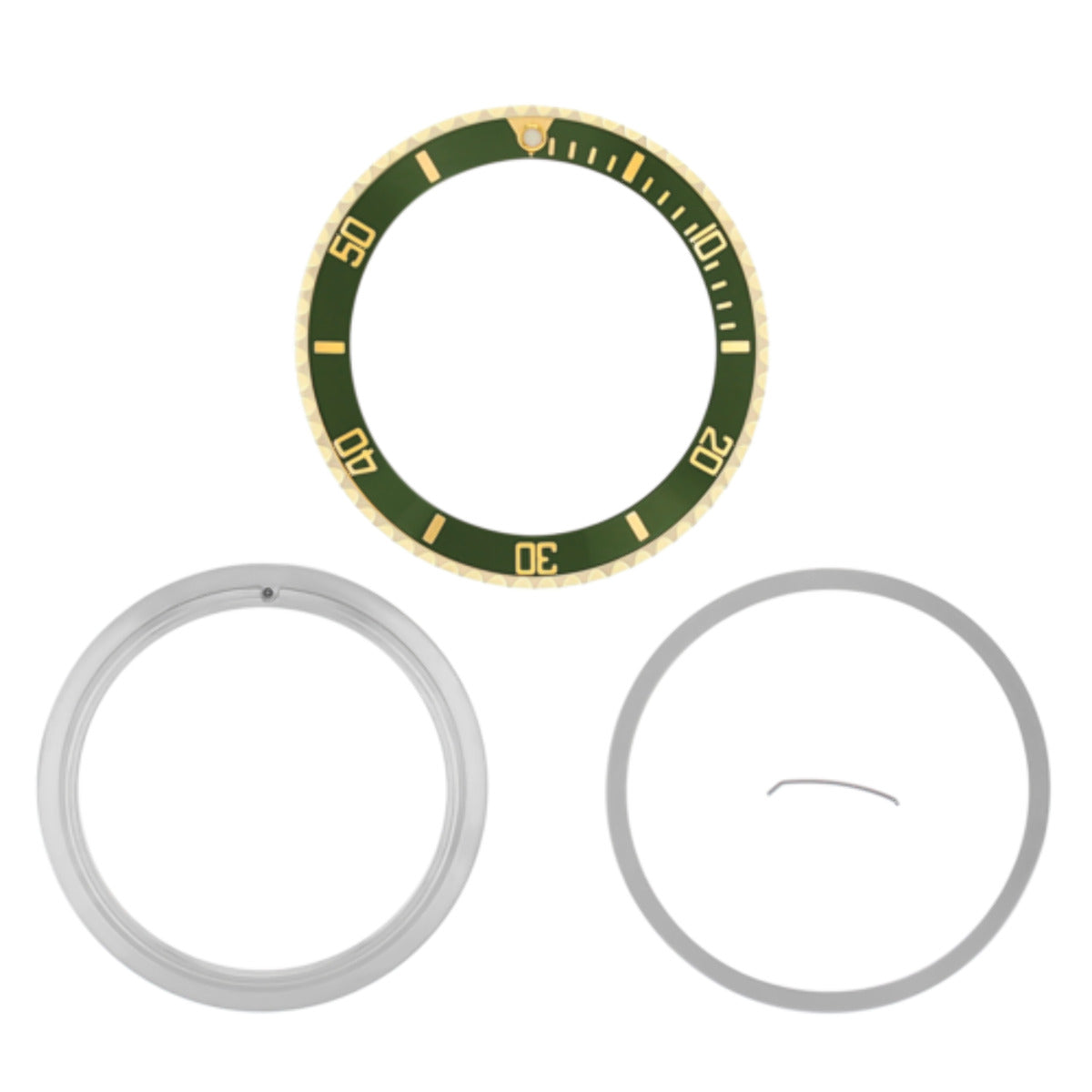 BEZEL & INSERT+ RETAINING FOR ROLEX SUBMARINER 18K GOLD 16810 16808 16613 GREEN