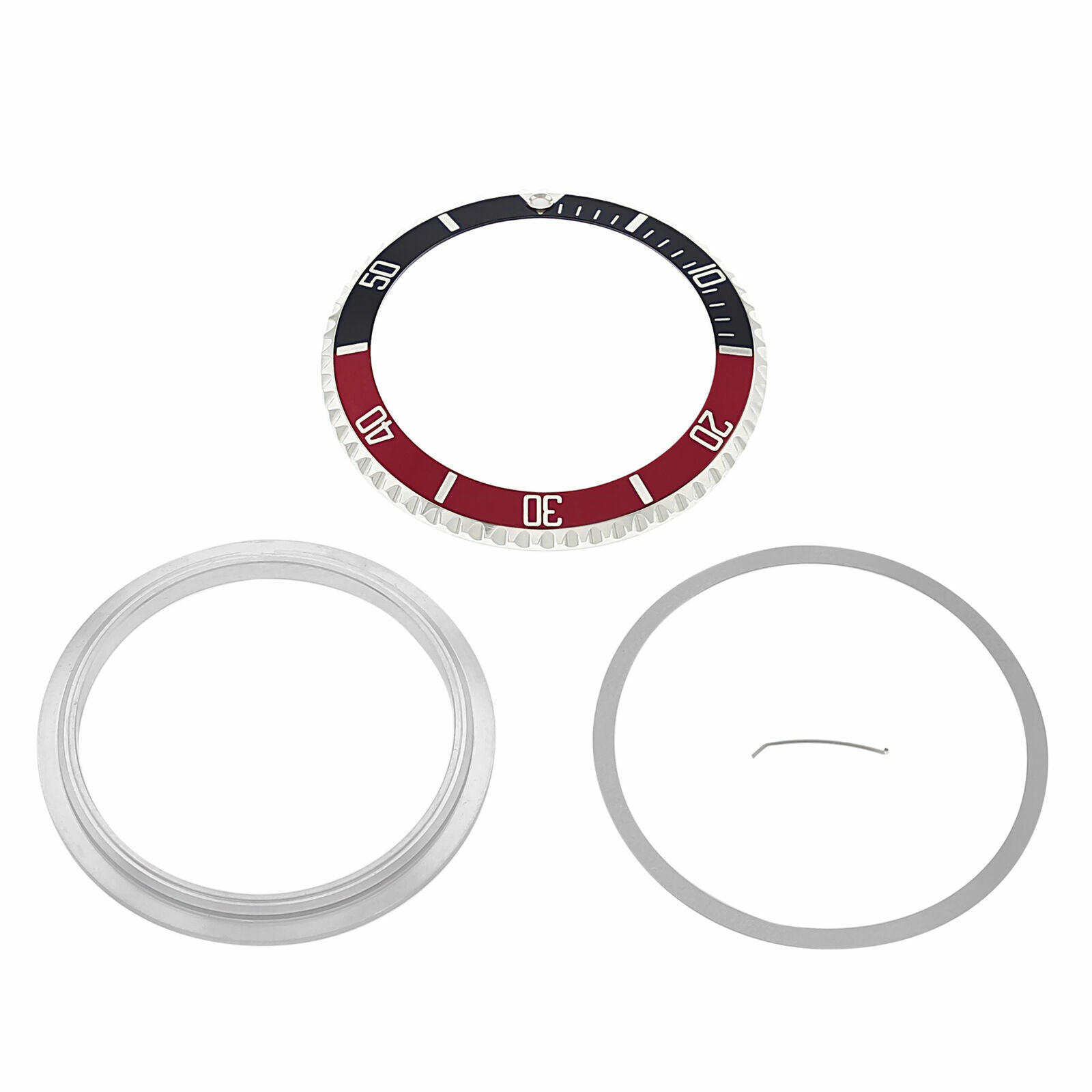 BEZEL + INSERT +RETAINING FOR ROLEX SUBMARINER 16800 16808 16818 16610 BLACK/RED