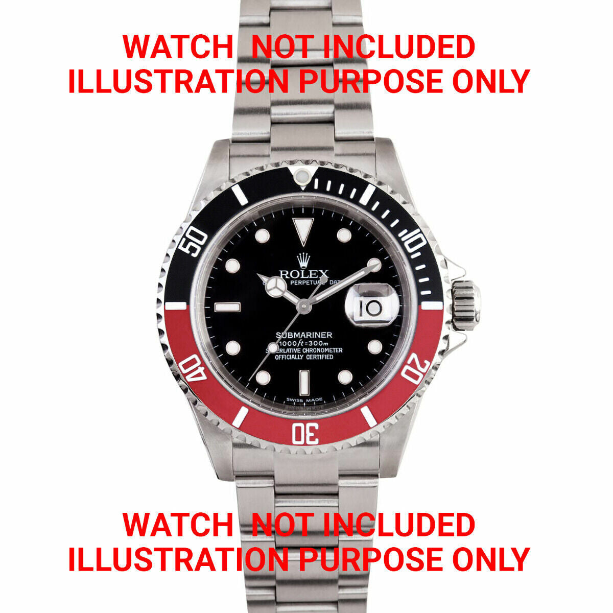 BEZEL + INSERT +RETAINING FOR ROLEX SUBMARINER 16800 16808 16818 16610 BLACK/RED