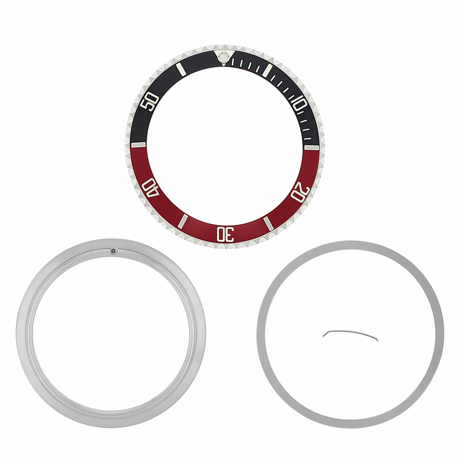 BEZEL + INSERT +RETAINING FOR ROLEX SUBMARINER 16800 16808 16818 16610 BLACK/RED