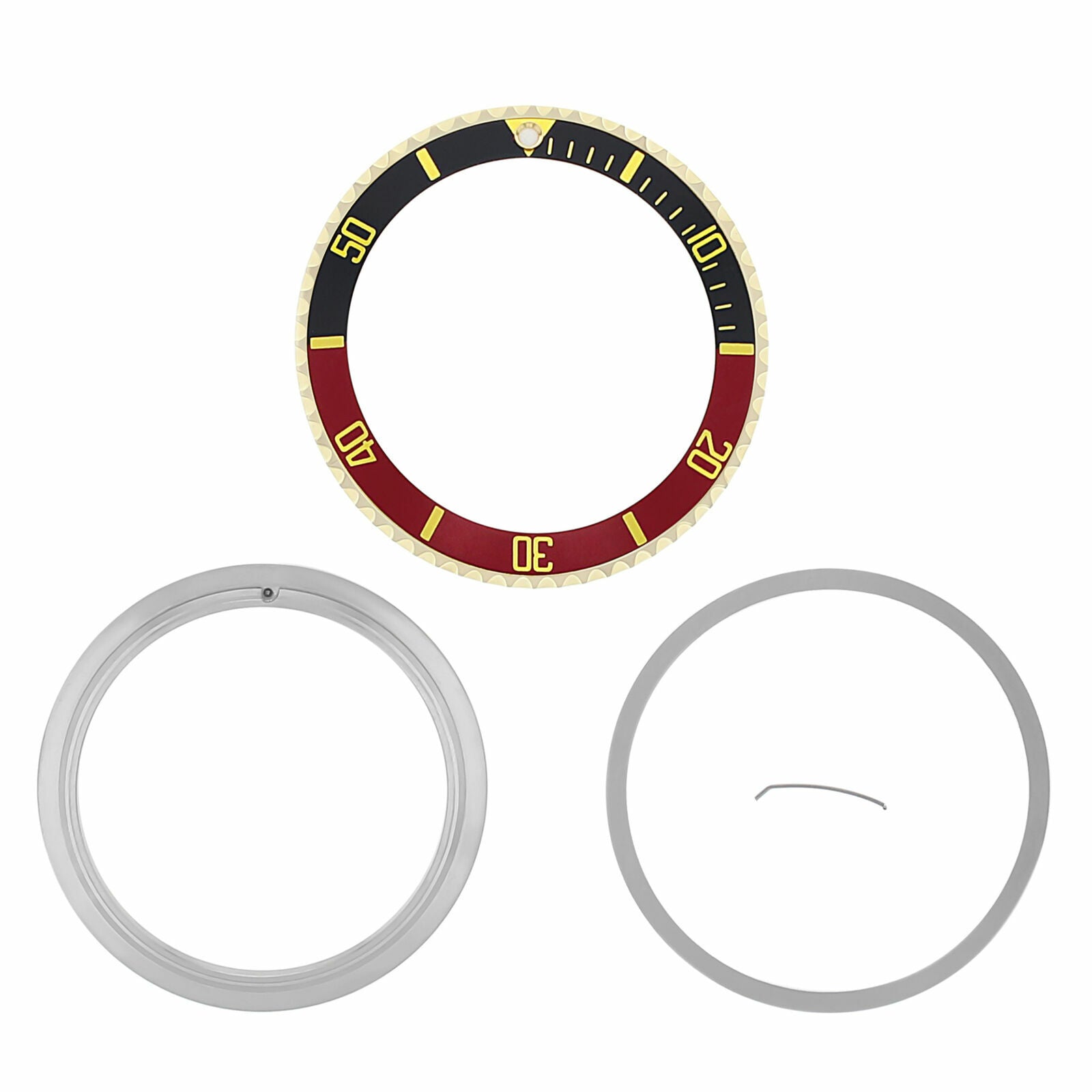 BEZEL+INSERT+RETAINING FOR ROLEX SUBMARINER 18KY REAL GOLD 16800 16613 BLACK/RED