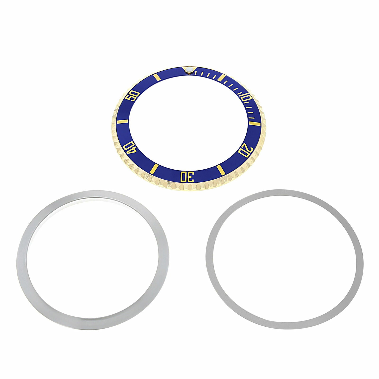 BEZEL & INSERT  RETAINING FOR ROLEX SUBMARINER 18K REAL GOLD 5512 5513 1680 BLUE