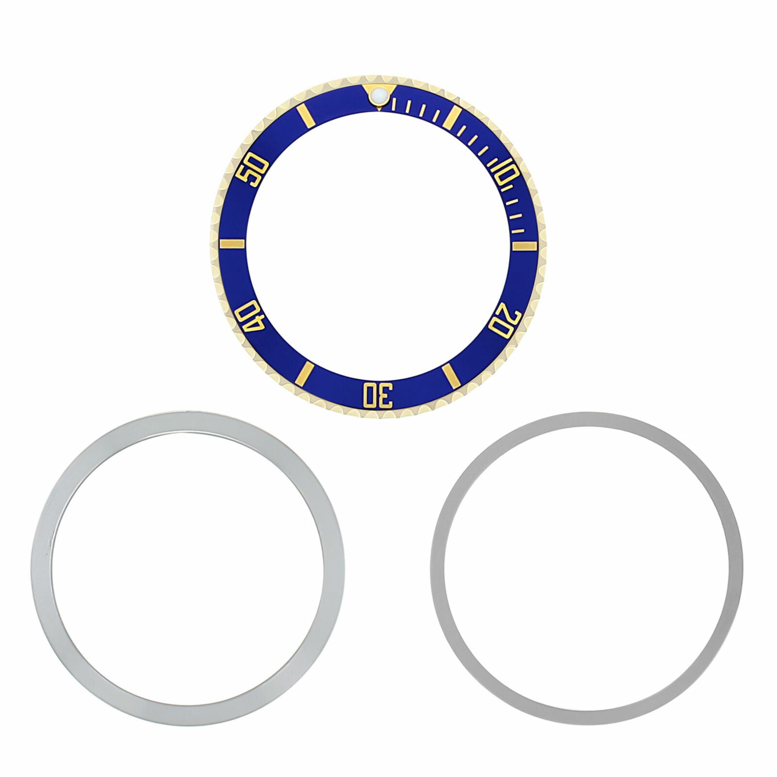 BEZEL & INSERT  RETAINING FOR ROLEX SUBMARINER 18K REAL GOLD 5512 5513 1680 BLUE