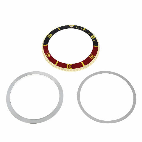 BEZEL & INSERT +RETAINING FOR ROLEX SUBMARINER 5508 5512 5513 1680 BLUE/RED GOLD