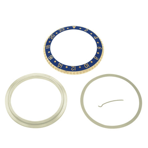 BEZEL+ INSERT RETAINING FOR ROLEX GMT 18K REAL GOLD 16700 16710 16718 16760 BLUE