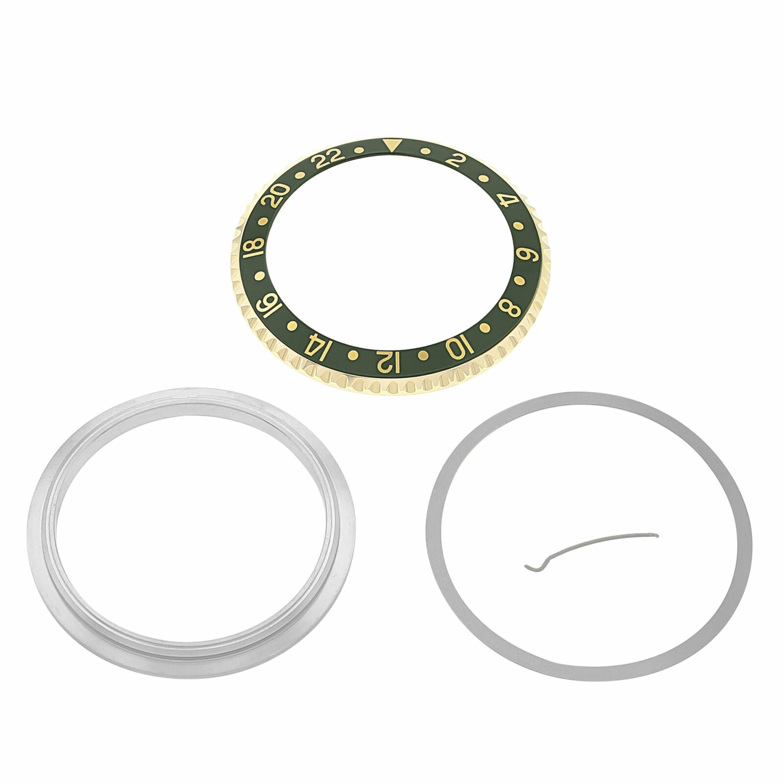 BEZEL & INSERT & RETAINING FOR ROLEX GMT 18KY GOLD 16700 16713 16718 16760 GREEN