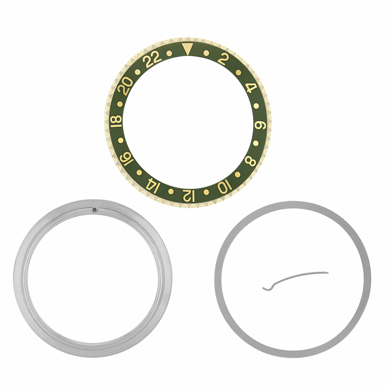 BEZEL & INSERT & RETAINING FOR ROLEX GMT 18KY GOLD 16700 16713 16718 16760 GREEN