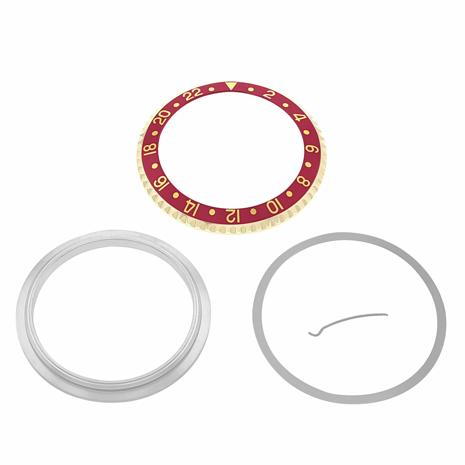 BEZEL+INSERT+RETAINING FOR ROLEX GMT 18K REAL GOLD 16700 16710 16713  16718 RED