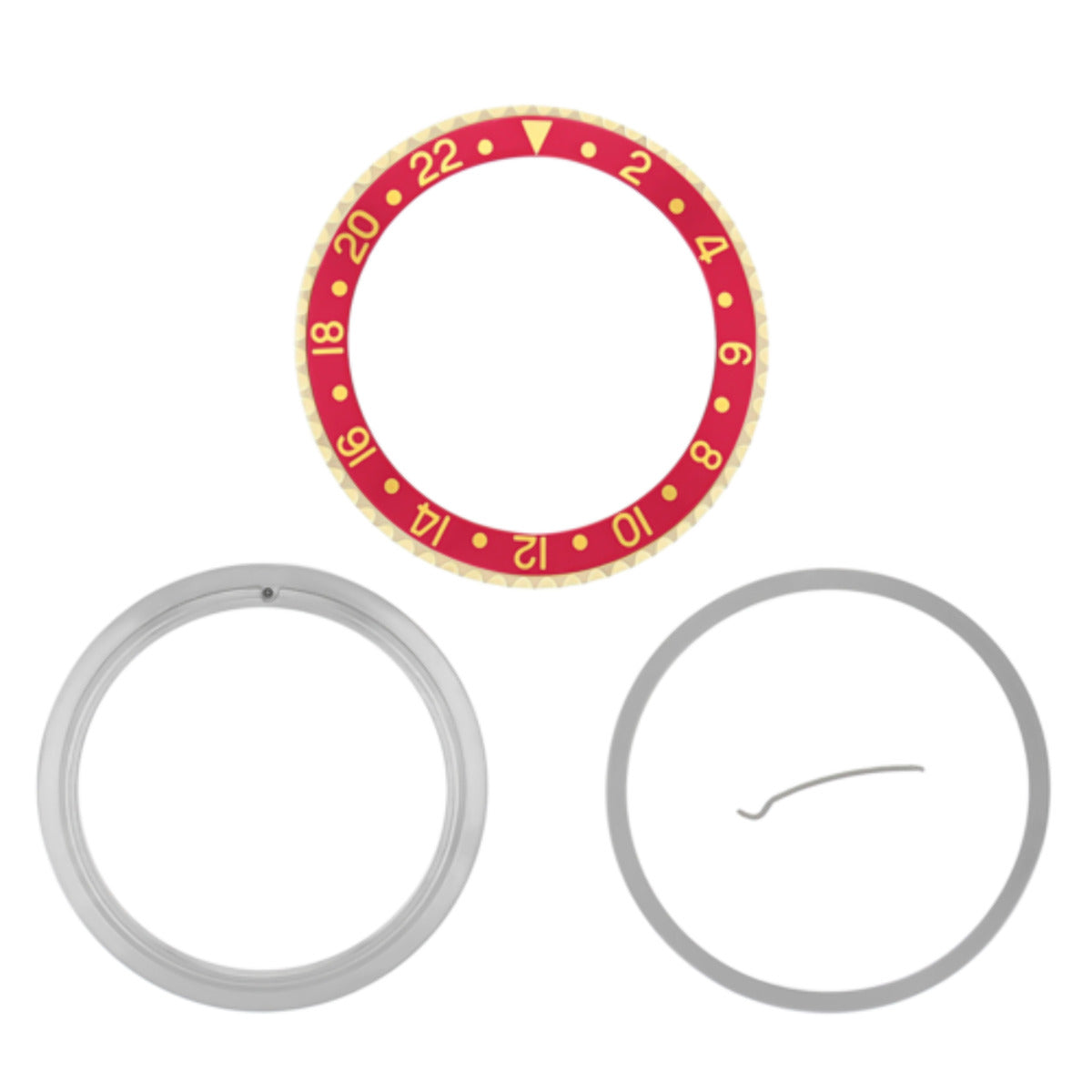 BEZEL+INSERT+RETAINING FOR ROLEX GMT 18K REAL GOLD 16700 16710 16713  16718 RED