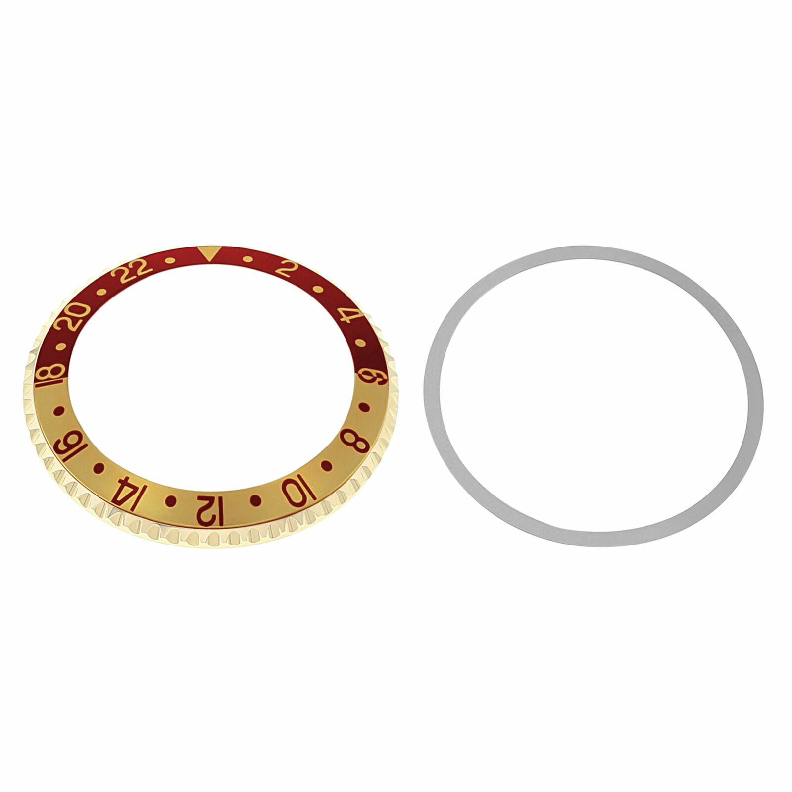 BEZEL & INSERT FOR ROLEX GMT I8K REAL GOLD 1675 16750 16753 16758 RED/GOLD