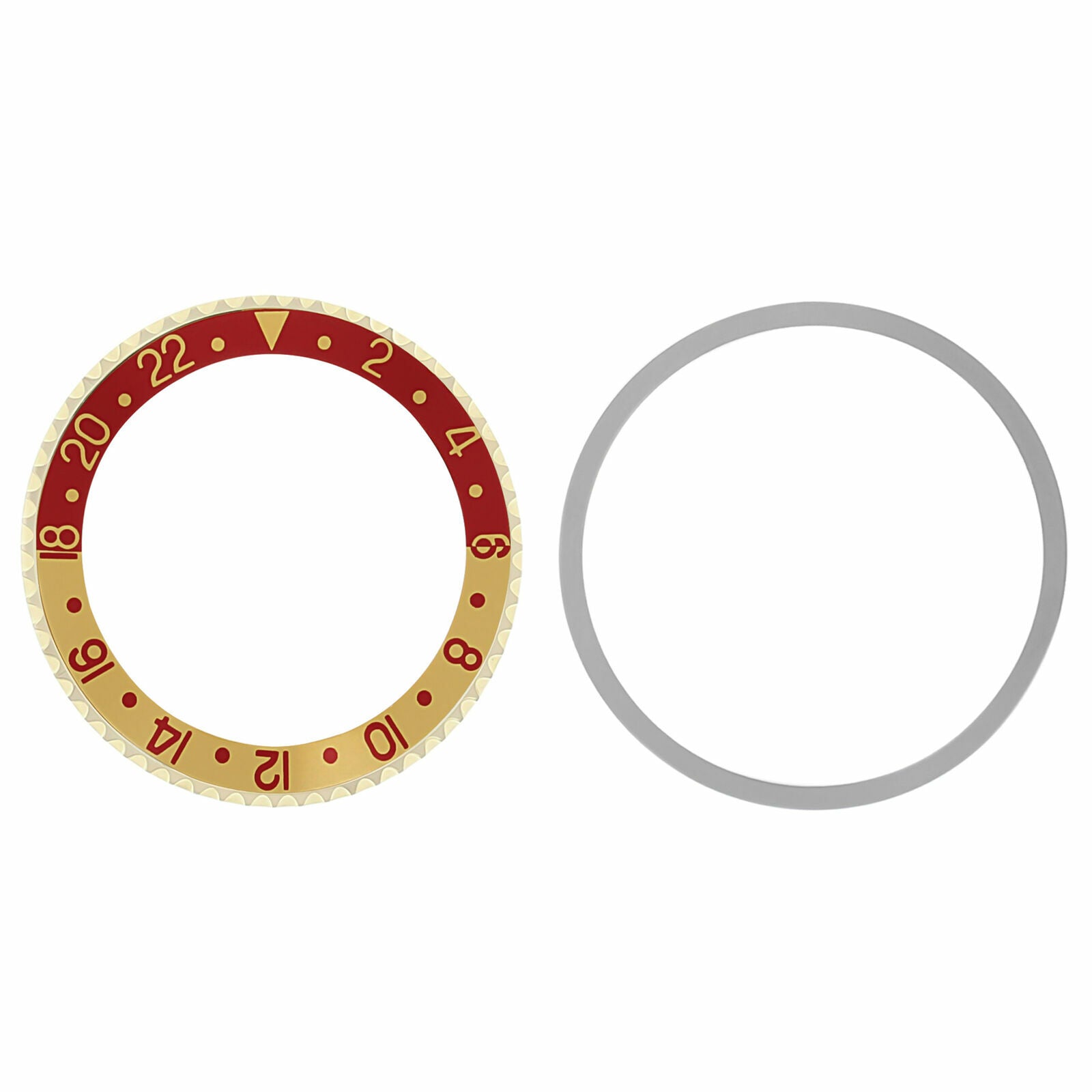 BEZEL & INSERT FOR ROLEX GMT I8K REAL GOLD 1675 16750 16753 16758 RED/GOLD