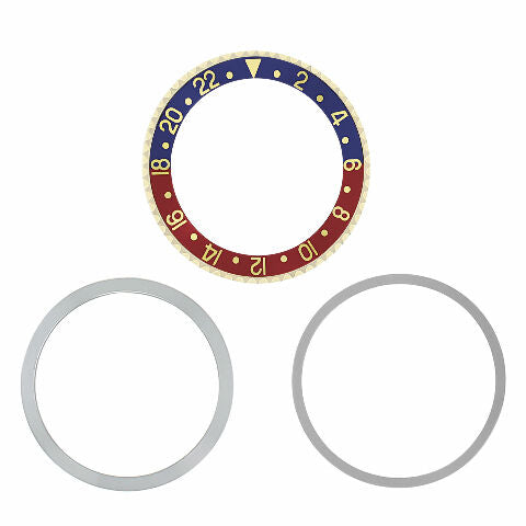 BEZEL & INSERT,RETAINING FOR ROLEX GMT 18K REAL GOLD 1675 16750 16753 16758 PEPSI