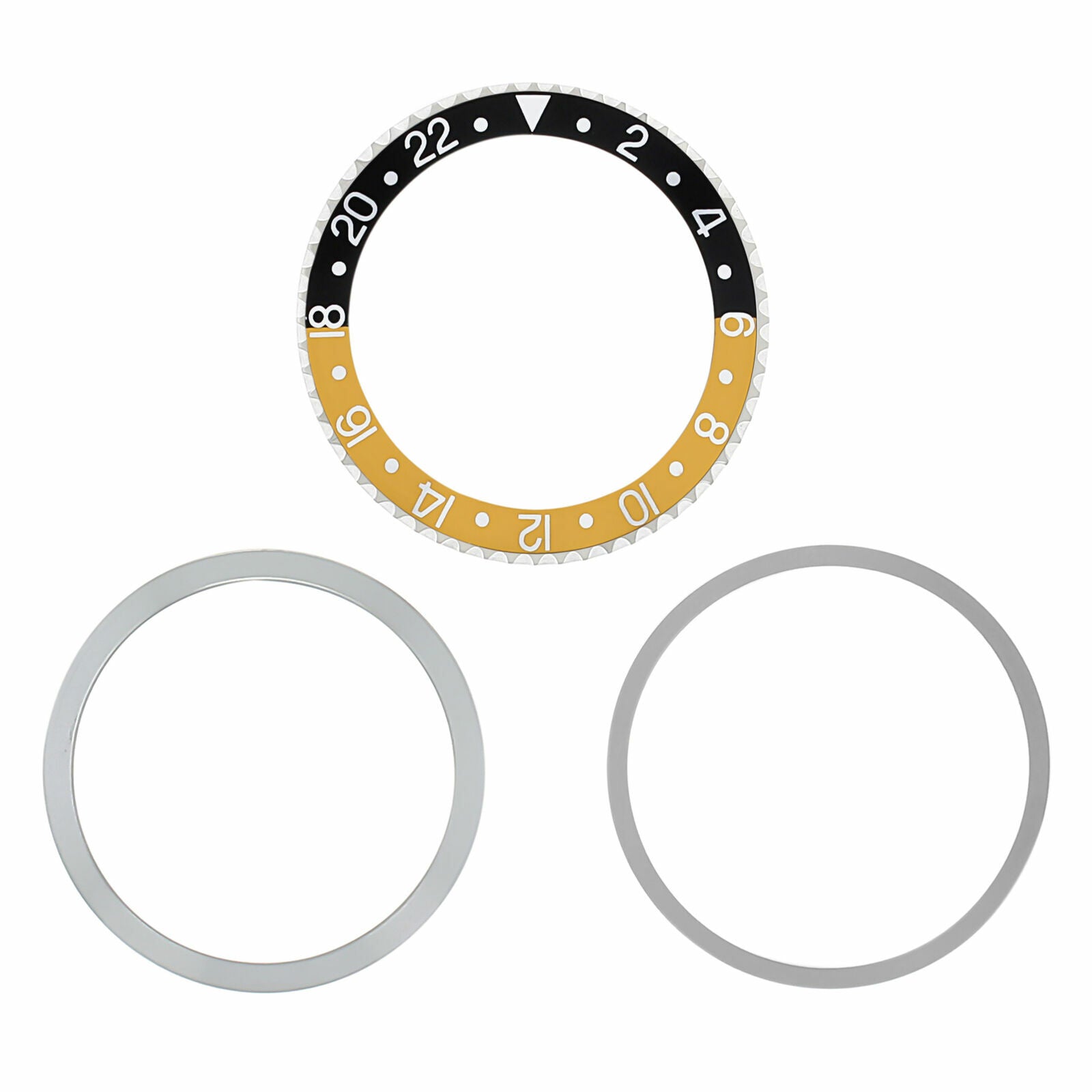 BEZEL & INSERT, RETAINING FOR ROLEX GMT 1675 16750 16753 16758 BLACK/GOLD SILVER