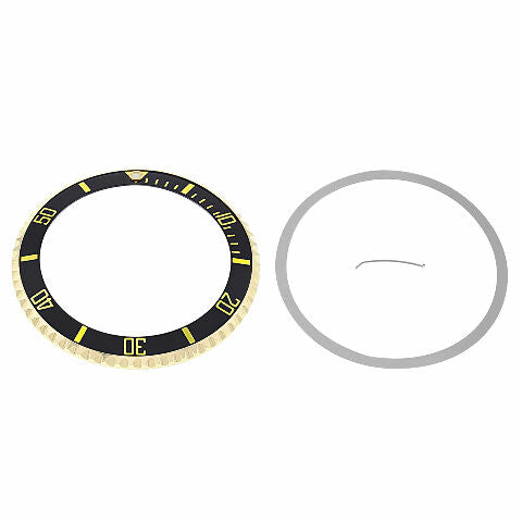 BEZEL + CERAMIC INSERT FOR ROLEX SUBMARINER 18KY GOLD 16800 16613 16610 ENGRAVED