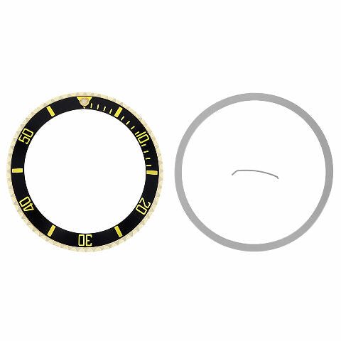 BEZEL + CERAMIC INSERT FOR ROLEX SUBMARINER 18KY GOLD 16800 16613 16610 ENGRAVED