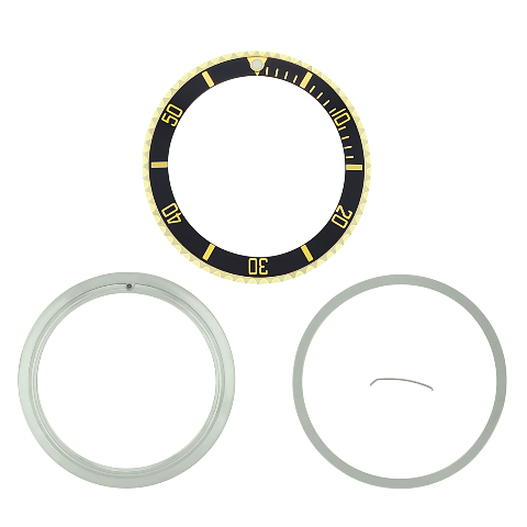 BEZEL+CERAMIC INSERT+RETAINING FOR ROLEX SUBMARINER 18K GOLD 16800 16613 16610