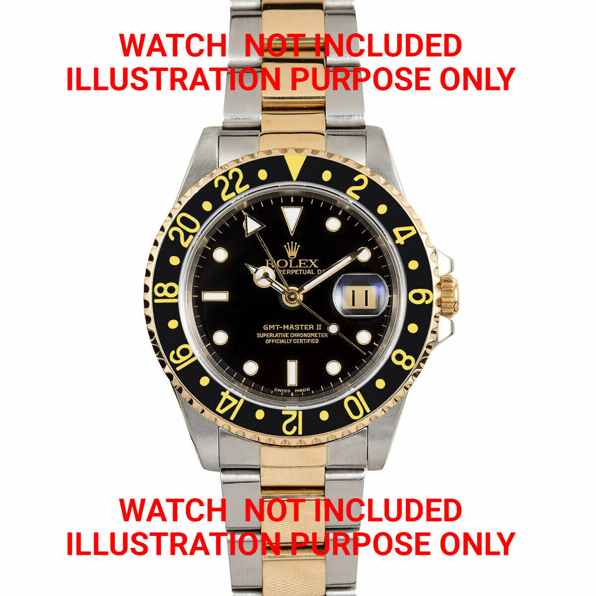 BEZEL + CERAMIC INSERT FOR ROLEX GMT 18K REAL GOLD 16710 16713 16718 16760 BLACK