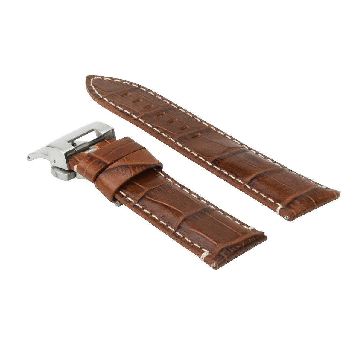22MM LEATHER WATCH BAND STRAP FOR PANERAI MARINA LUMINOR RADDIOMIR GMT BROWN WS