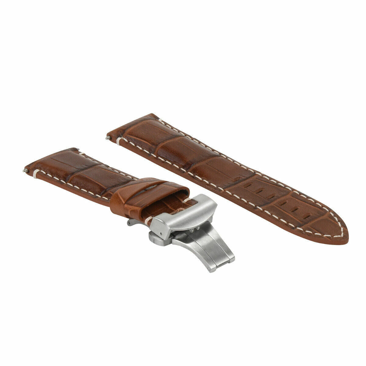 22MM LEATHER WATCH BAND STRAP FOR PANERAI MARINA LUMINOR RADDIOMIR GMT BROWN WS