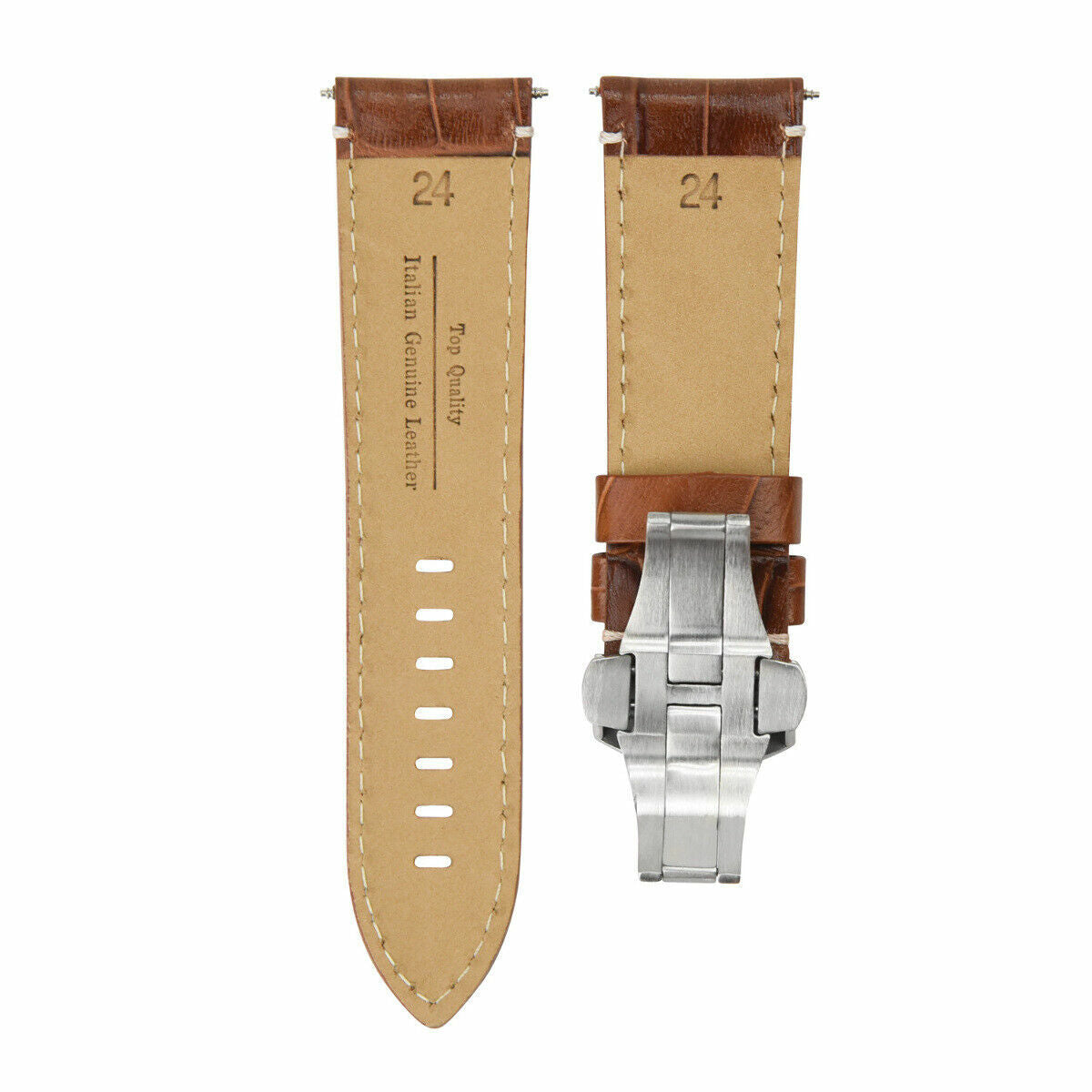 24MM LEATHER WATCH BAND STRAP FOR PANERAI MARINA LUMINOR RADDIOMIR GMT L/BROWN