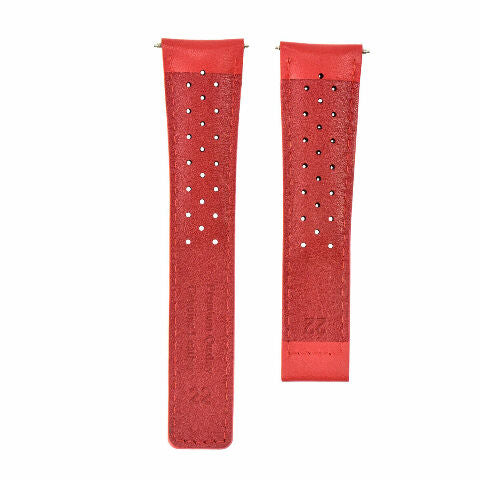 19MM LEATHER WATCH BAND STRAP FOR TAG HEUER CARERRA TWIN TIME F1 PERFORATED RED