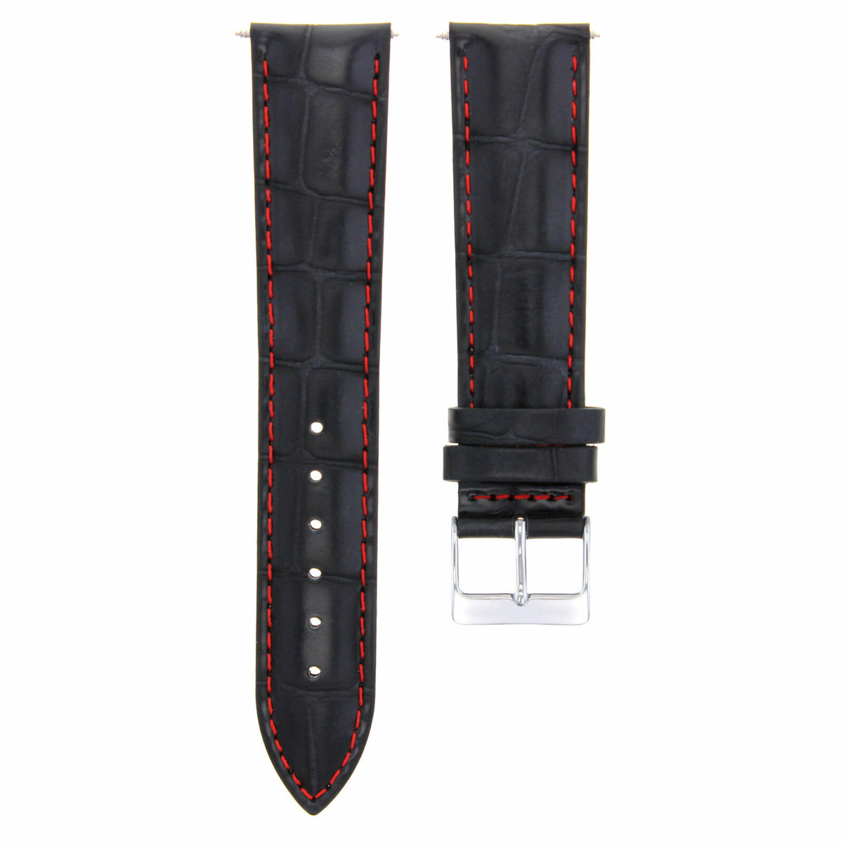 23MM LEATHER WATCH BAND STRAP FOR CITIZEN ECO DRIVE AT8020-03L BU2013-08E, Black with Red Stitching, view 2