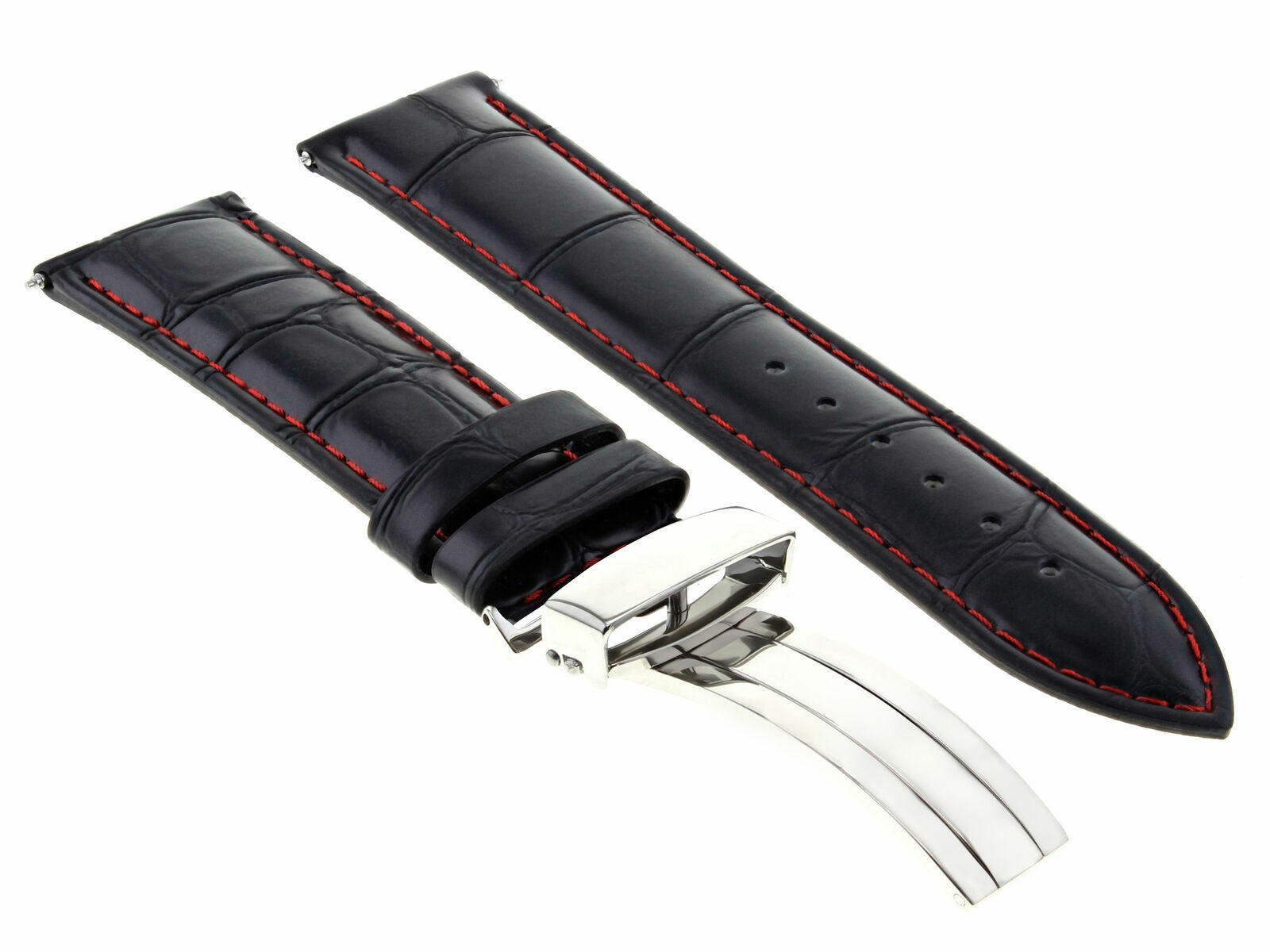 LEATHER WATCH BAND STRAP DEPLOYMENT CLASP FOR SEIKO 21MM