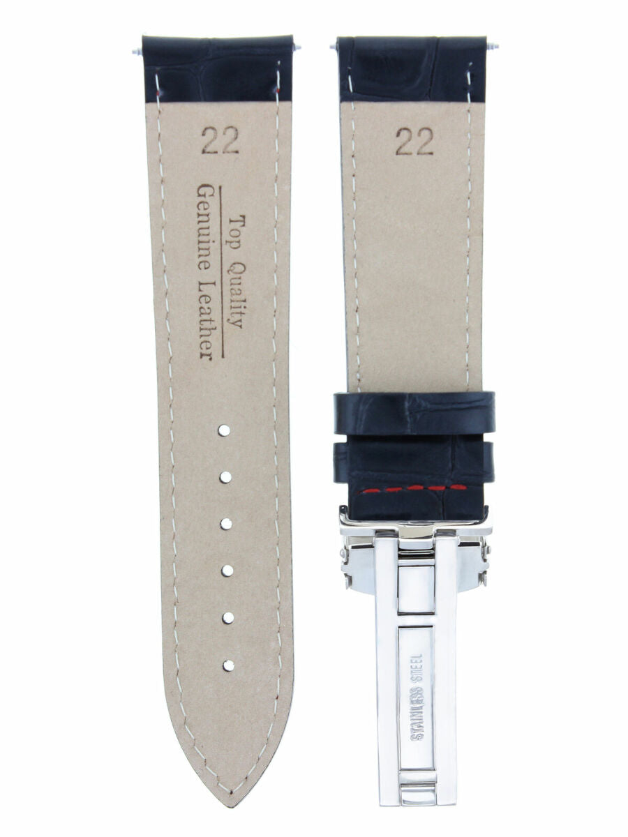 LEATHER WATCH BAND STRAP DEPLOYMENT CLASP FOR SEIKO 21MM