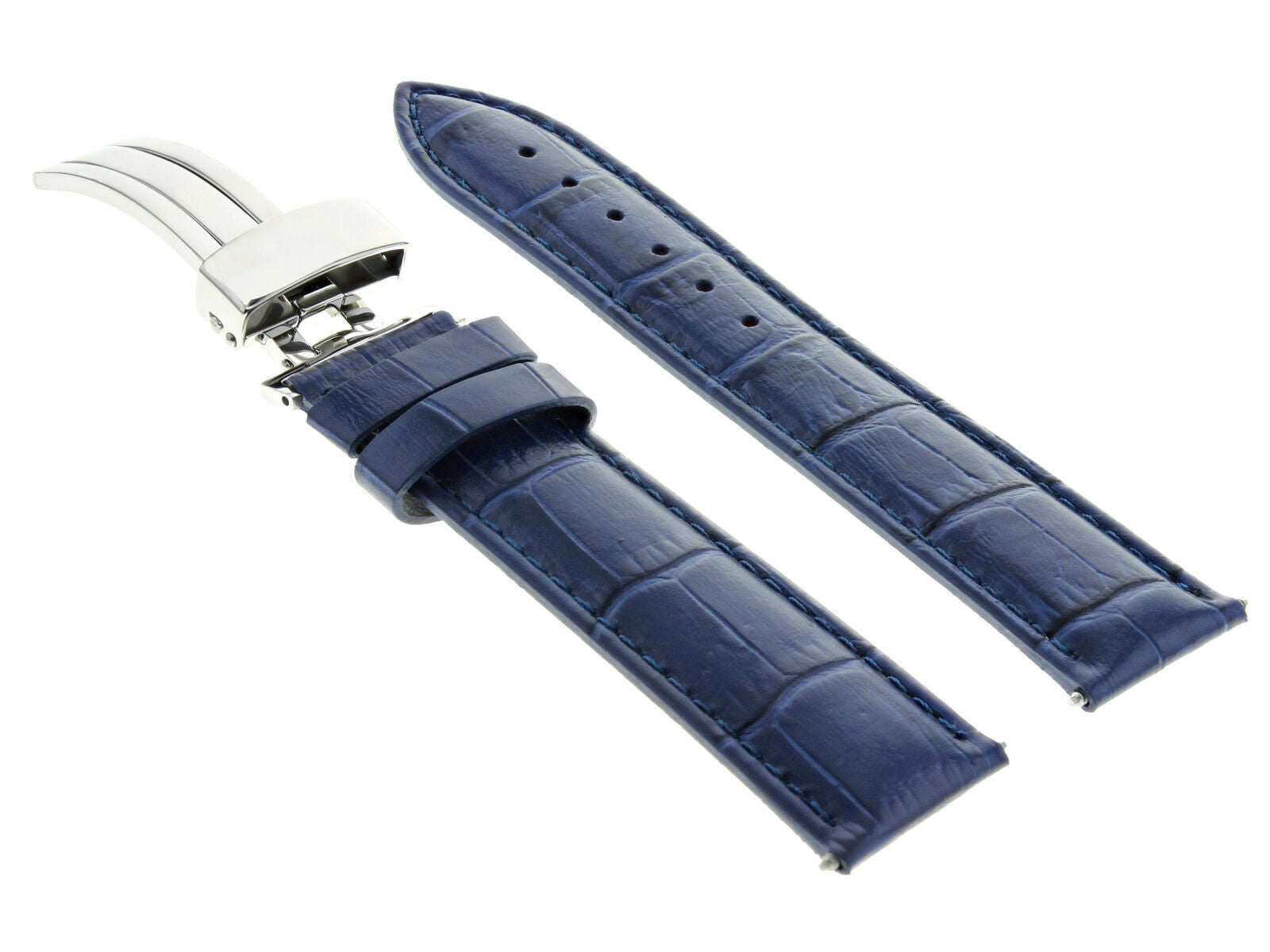 LEATHER WATCH BAND STRAP DEPLOYMENT CLASP FOR SEIKO 21MM