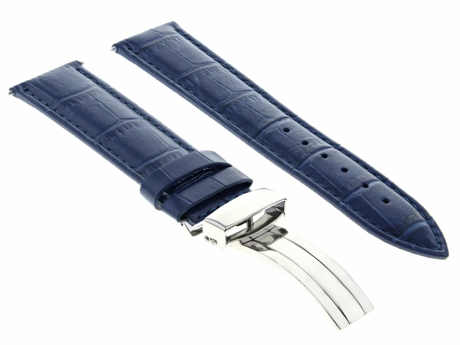 LEATHER WATCH BAND STRAP DEPLOYMENT CLASP FOR SEIKO 21MM
