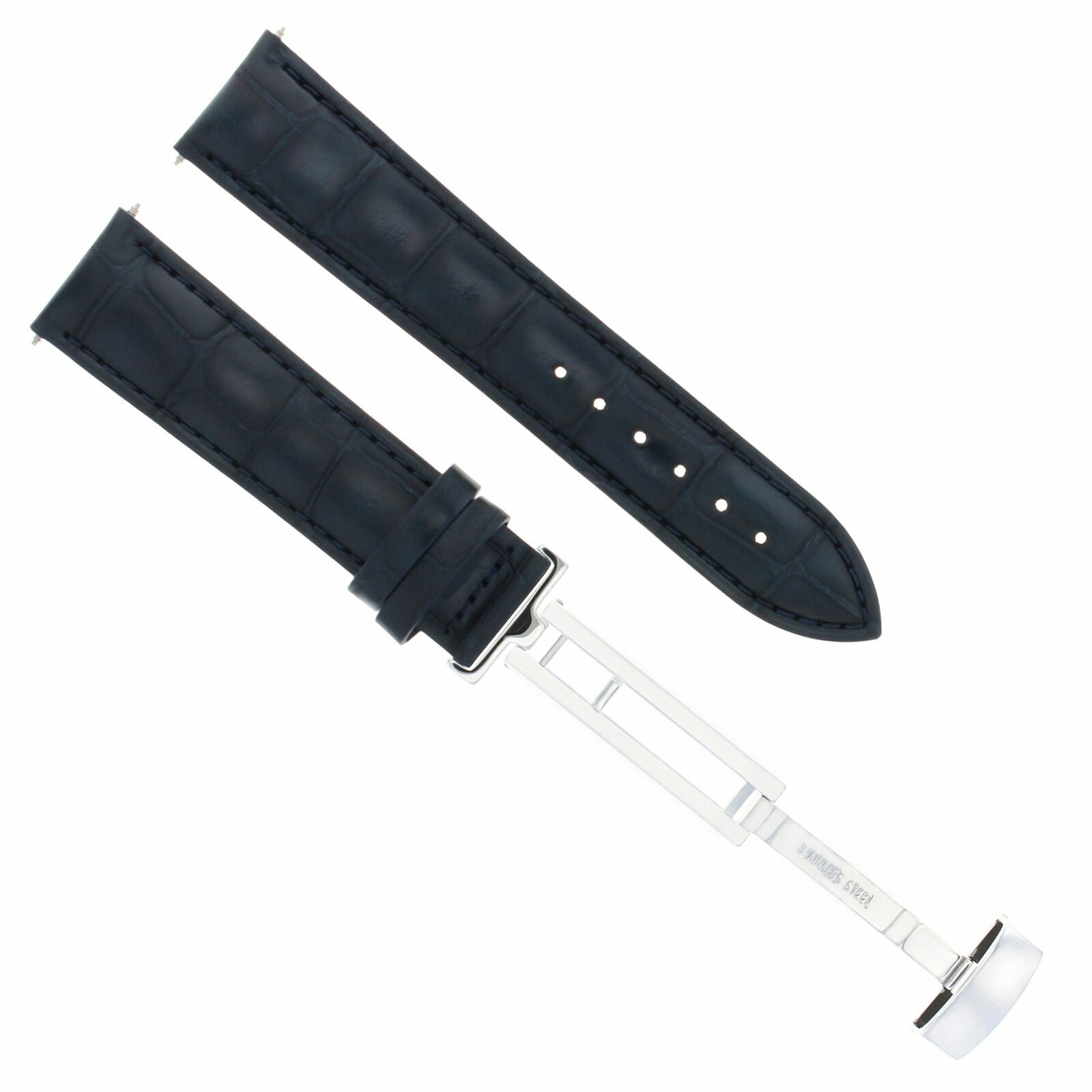 LEATHER WATCH BAND STRAP DEPLOYMENT CLASP FOR SEIKO 21MM