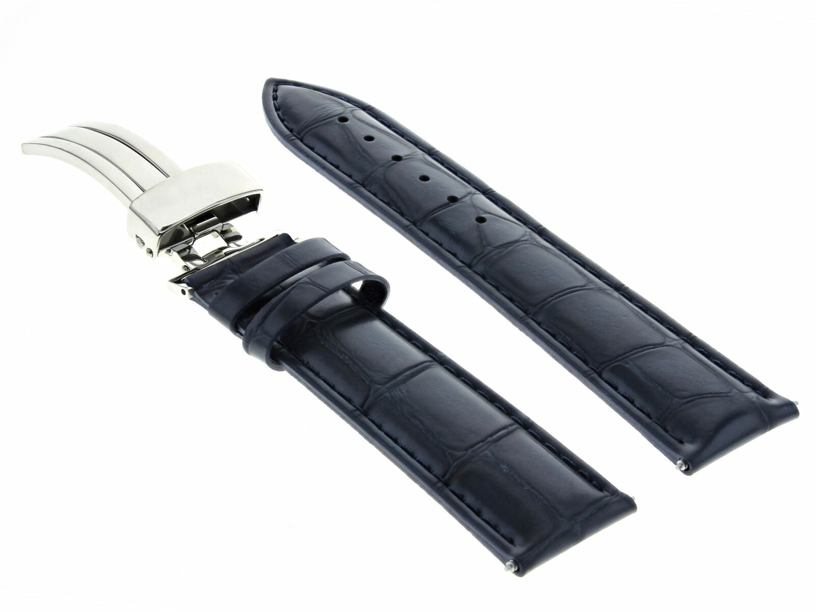 LEATHER WATCH BAND STRAP DEPLOYMENT CLASP FOR SEIKO 21MM