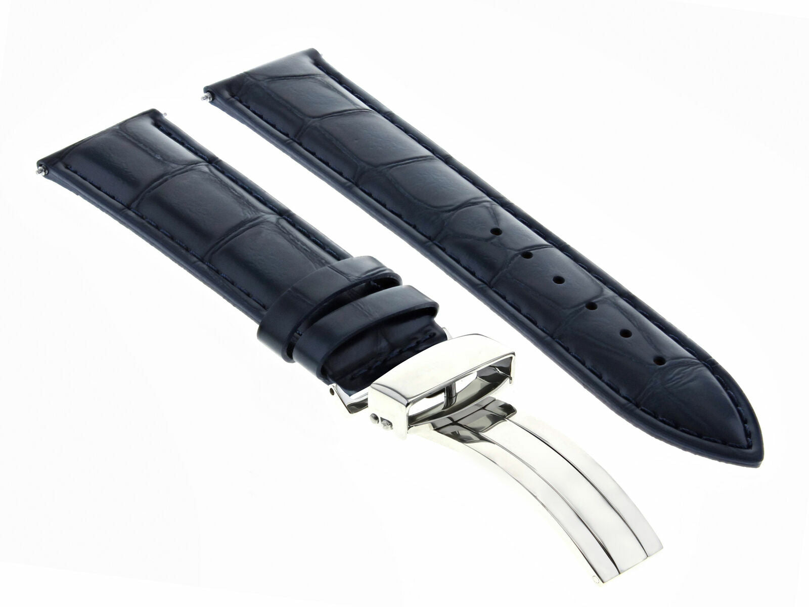 LEATHER WATCH BAND STRAP DEPLOYMENT CLASP FOR SEIKO 21MM