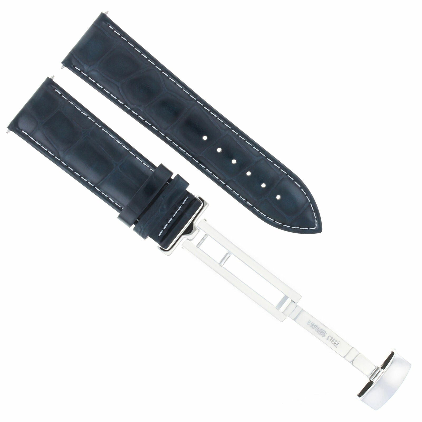 LEATHER WATCH BAND STRAP DEPLOYMENT CLASP FOR SEIKO 21MM