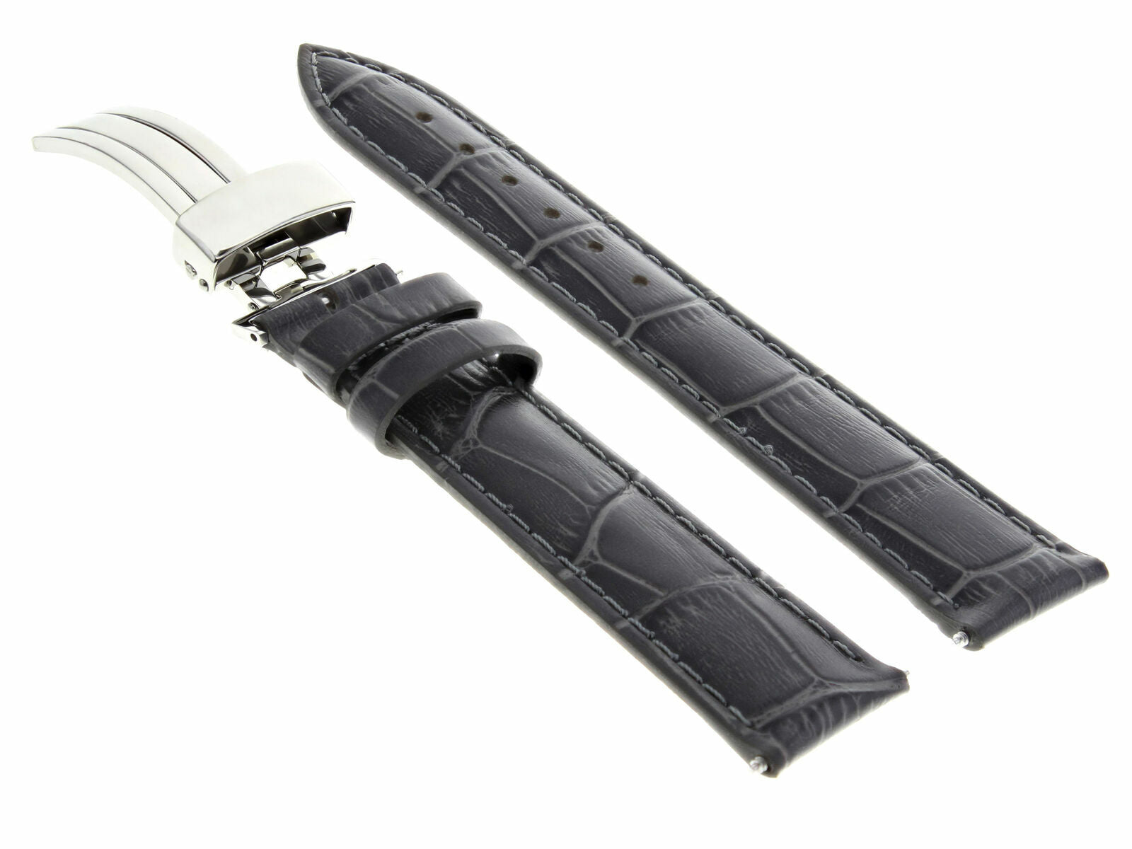 LEATHER WATCH BAND STRAP DEPLOYMENT CLASP FOR SEIKO 21MM