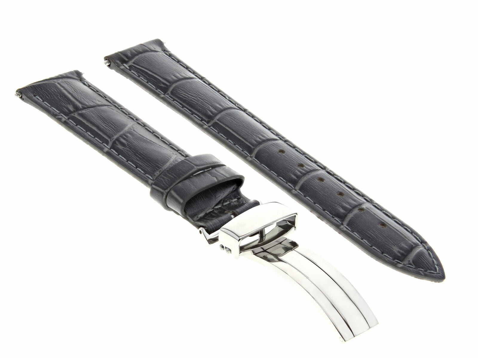 LEATHER WATCH BAND STRAP DEPLOYMENT CLASP FOR SEIKO 21MM