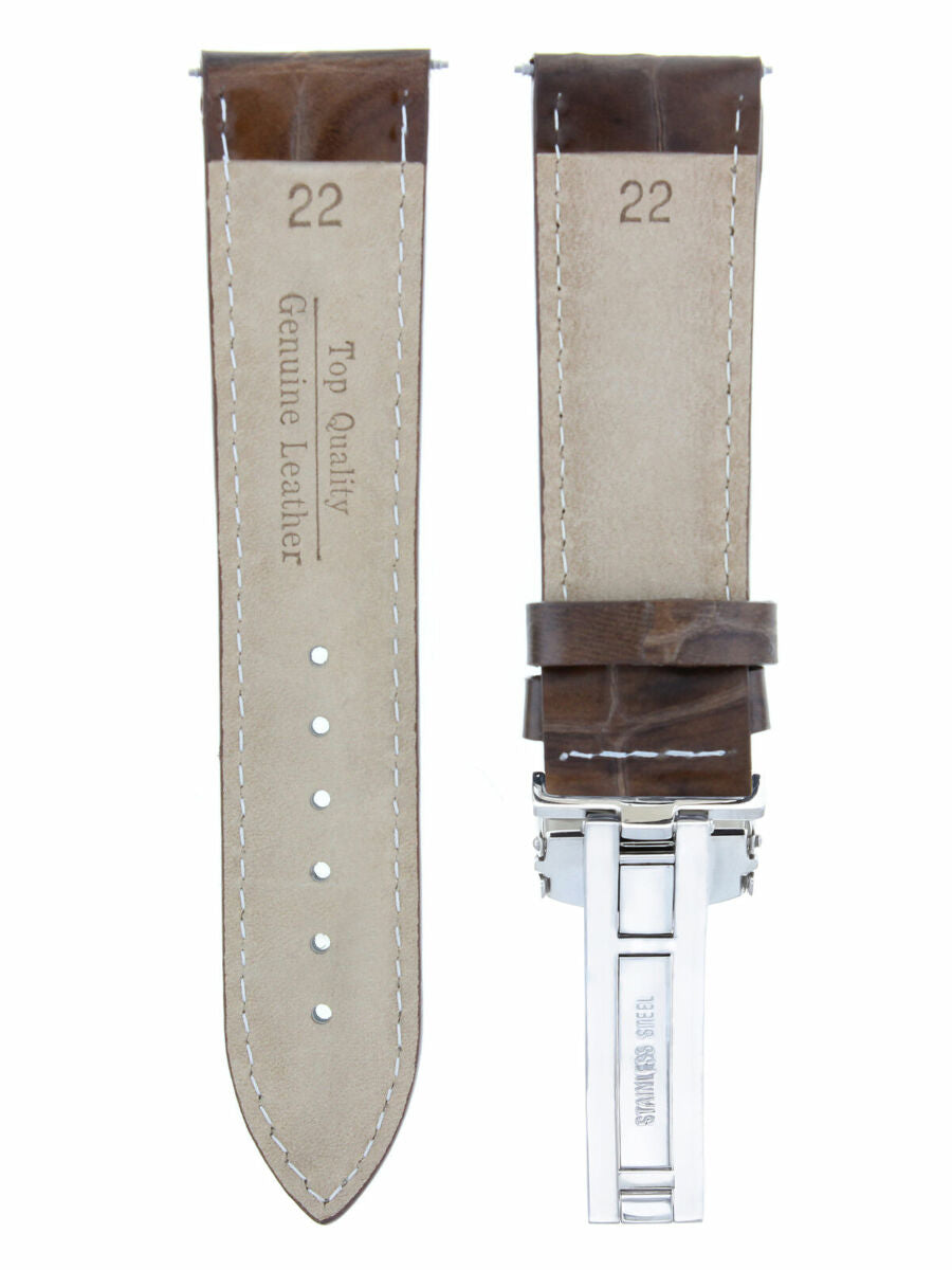 LEATHER WATCH BAND STRAP DEPLOYMENT CLASP FOR SEIKO 21MM